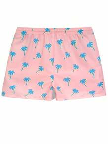 CoralVoy Herren Shorts mit Pflanzen-Muster, Tasche und Kordelzug Taille, geeignet für den Sommer - Pink - Übersicht 2