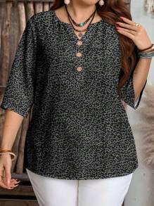 EMERY ROSE Áo sơ mi nữ tay ngắn cài nút phía trước họa tiết da báo cỡ lớn, áo sơ mi mùa hè cho nữ, áo sơ mi nữ, phong cách nghỉ dưỡng đồng quê, áo sơ mi bohemian cho nữ, trang phục nghỉ dưỡng đồng quê cho nữ - Nhiều màu - Xem 4