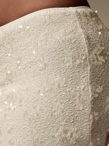 MISSGUIDED 华丽亮片两件套露脐上衣和长裙套装，适合晚宴、节日、婚礼、舞会等场合。 - 米色 - 查看 6