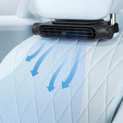 Teckwe Quạt ô tô cho ghế lái và ghế hành khách, Quạt làm mát mini USB di động cho ghế sau, Quạt tựa đầu êm ái cho trẻ em, Phụ kiện quạt cổ có 3 tốc độ gió có thể điều chỉnh cho mọi loại xe, Đồ dùng cho ô tô, du lịch dã ngoại, thiết yếu cho mùa hè