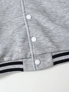 Genkimix Kids 1pc Young Boy Two-Tone Patchwork Jacket, Casual Outerwear Fall Winter - Grey - View 6