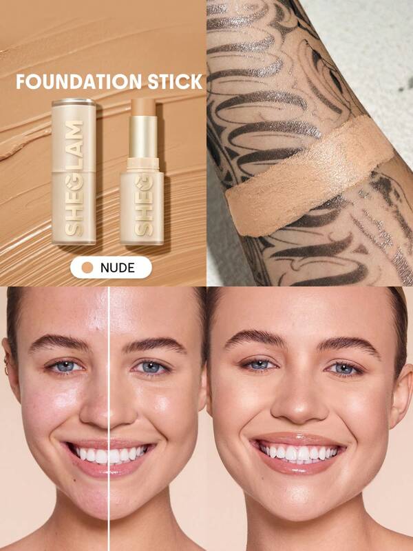SHEGLAM Skin Magnet High Coverage Foundation Stick-Nude Long-Lasting Poreless Flawless Easy To Use Full Coverage Foundation Stick For All Skin Type Non-Fading Sweat-Proof Weightless Cruelty-Fre Smooth Natural Skin-Like Finish Breathable Foundation Stick Gentle Formula Foundation Makeup Graduation Birthday Holiday Summer Fall Autumn Y2K Fancy Fashion Women Makeup Cosmetic Party Beach Travel Camping Outdoors School Campus Trip Festivals Decor Gift Present Rose Girl Cosplay Best Color Charm Vibe