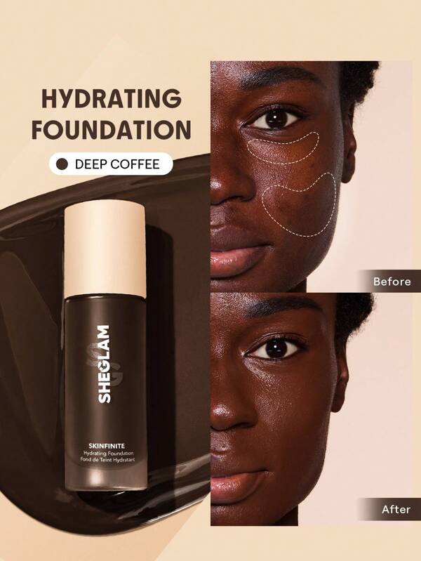 SHEGLAM Skinfinite Hydrating Foundation-Deep Coffee Long Lasting Full Cover Non-Fading Flawless Foundation Hydrating Full Coverage Invisible Pore Concealer Non-Fading Long Lasting Poreless Flawless Non-Greasy Liquid Foundation Weightless Soft Foundation Graduation Birthday Holiday Summer Fall Autumn Y2K Fancy Fashion Women Makeup Cosmetic Party Beach Travel Camping Outdoors School Campus Trip Festivals Decor Gift Present Rose Girl Cosplay Best Color Charm Vibe