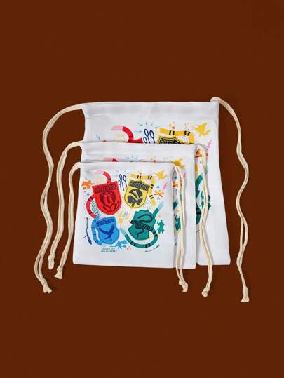 HARRY POTTER X SHEIN 学院风徽章图案轻便旅行收纳包