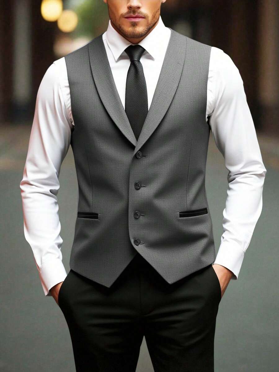 Manfinity Mode سترة رجالية للأعمال والتنقل بتصميم لوني متباين ومرقع، بطراز النقود القديمة