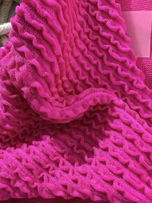 Swim Chiccia Springbreak 女士沙滩装夏季套装，女士纯色提花面料露肩金属装饰性感比基尼套装 - 玫紅色 - 查看 6