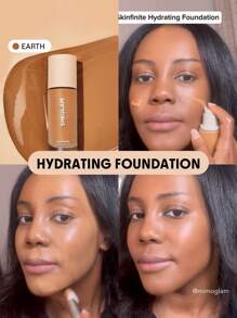 SHEGLAM Skinfinite Hydrating Foundation-Earth Flawless Dewy Foundation Hydrating Coverage Invisible Pore Concealer Pore-Less Non-Greasy Lightweight Natural Soft Liquid Foundation Brand Beauty Makeup Face Paint Cosmetic For Women Girls Perfect For Winter Spring Ideal For Y2K Fancy Fashion Suitable For Birthday Gift Party Ready Best Color - Earth - View 2