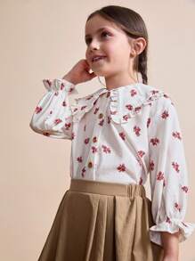 Maija Kids Maija Kids 女童碎花荷叶边领纽扣长袖衬衫 - 彩色 - 查看 4