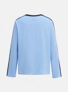 JNSQ 返校服，青少年女孩和男孩服装，运动服，女孩和男孩专业运动长袖 T 恤，秋季儿童圆领撞色趣味字母图案印花长袖 T 恤