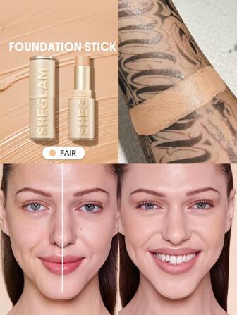 SHEGLAM Skin Magnet Foundation Stick Met Hoge Dekking-Eerlijk, Langdurig, PoriëNloos, Vlekkeloos, Gemakkelijk Te Gebruiken, Foundation Stick Met Volledige Dekking Voor Alle Huidtypen, Niet-Vervagend, Zweetbestendig, Gewichtloos, Diervriendelijk, Glad, Natuurlijke, Huidvriendelijke Finish, Ademende Foundation Stick, Zachte Formule, Foundation Make-Up Afstuderen Verjaardag Vakantie Zomer Herfst Y2K Chique Mode Vrouwen Merk Make-Up Cosmetica Beauty Feest Strand Reizen Kamperen Buiten School Campus Uitstapje Festivals Decoratie Cadeau Geschenk Roos Meisje Cosplay Beste Kleur Charme Sfeer