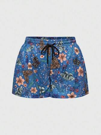 Goth Short femme grande taille gothique avec imprimé papillon, mite et floral tout-sur-tout