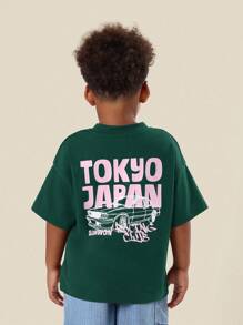 SUMWON Tokyo Japan Racing Club Streetwear Graphic T Shirt Youth Casual Summer Urban Style Modern Car Print Crew Neck Soft Cotton Blend Daily Wear - Green - View 1