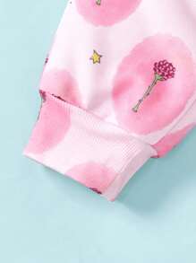 LE PETIT PRINCE X SHEIN 2pcs/Set Young Girl Cartoon Figure Graphic Casual Versatile Short Sleeve T-Shirt And Pink Rose Long Pants Outfit - Pink - View 5