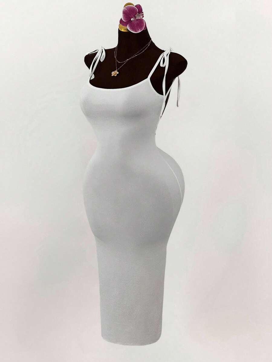 Amplova Plus Size Women Generous Open Shoulder Bowknot Backless Ruched High Slit Bodycon Maxi Dress