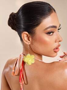SHEIN SXY Fashion Exaggerated Floral Elegant Casual/Vacation Earrings For Women - Yellow - View 5