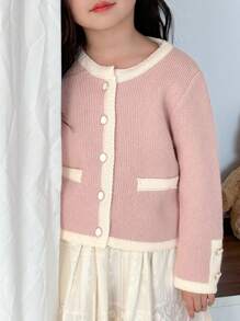 Dazy Kids Cardigan casual alla moda, minimalista e versatile con bottoni e maniche lunghe, adatto per ragazze giovani