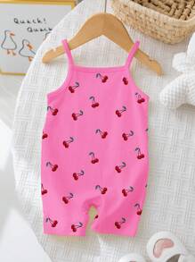 SHEIN 女婴休闲背带连体衣，适合春夏季 - 彩色 - 查看 1