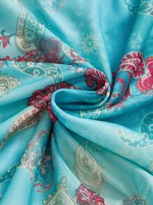 ROMWE Hippie, Cashew Flower, V-Neck Abstract Bowknot, Women's Tank Top - Green - View 4