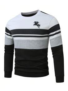 Calvornis Sudadera de talla grande para hombre con parches de colores contrastantes, otoño - Multicolor - Ver 1