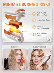 SHEGLAM HAIR Beach Babe Hair Waver, Ionic Hair Waver, Waver Curling Iron, rizador de cabello de 2 barriles con anti-escaldaduras, 50 millones de iones y 10 minutos de onda rápida, temporizador inteligente y temperaturas ajustables, herramienta para el cabello fácil de usar para mujeres - enchufe de EE. UU.
