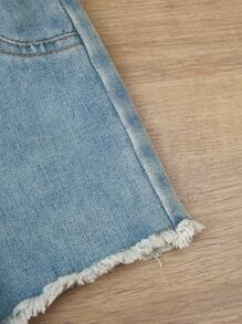 SHEIN Baby Mädchen Sommer Set aus süßem Blumen Strick Cami-Top und Denim Shorts mit elastischem Bund