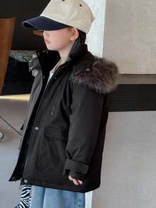 Dazy Kids 女童棉衣，小女孩秋装 - 黑色 - 查看 1