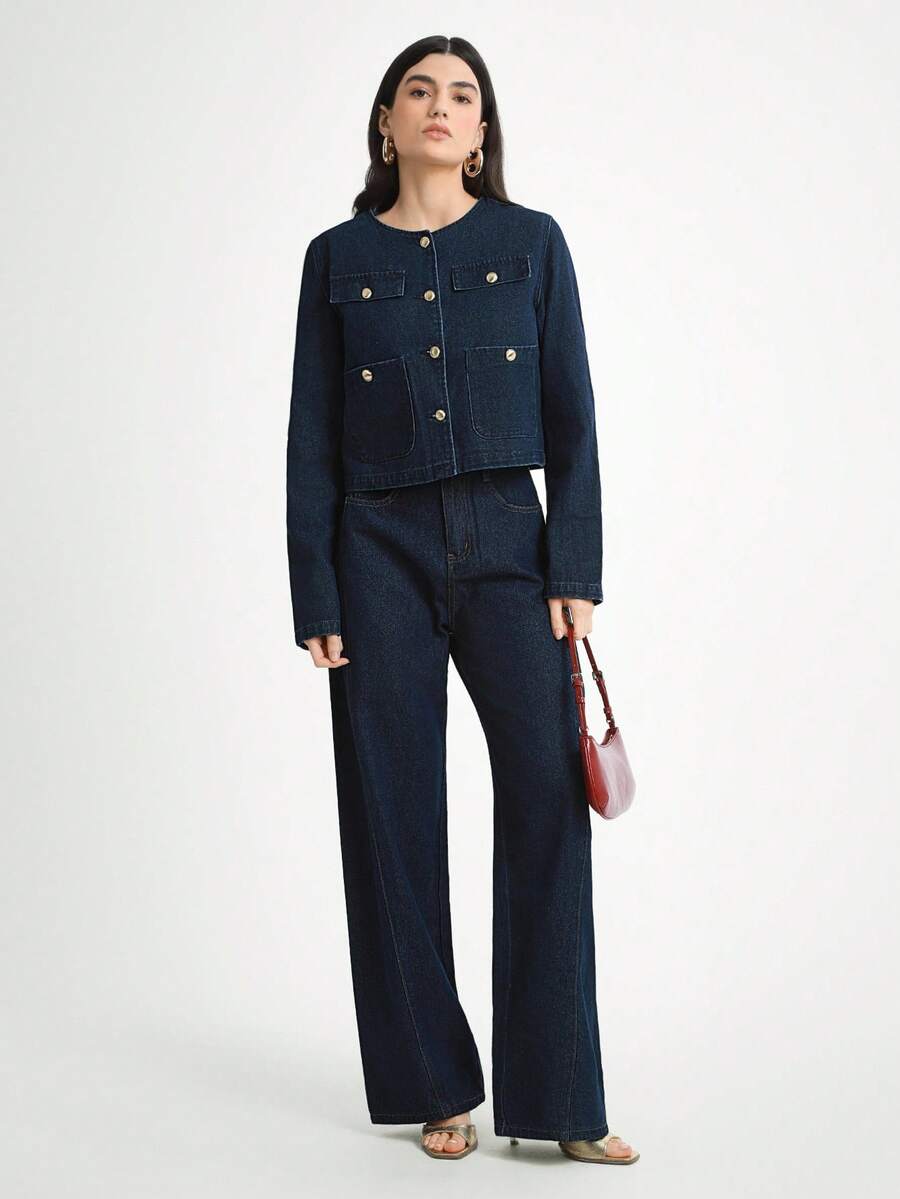 Daynim 女士休闲长袖牛仔夹克