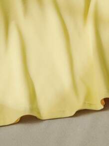 Modelyn Elegant 3D Floral Decor Solid Color T-Shirt, Summer - Yellow - View 5