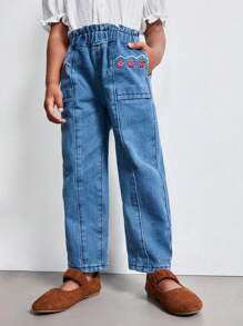 Maija Kids Maija Kids Quần Jeans Denim Túi Thêu Eo Cho Bé Gái - Nhiều màu - Xem 4