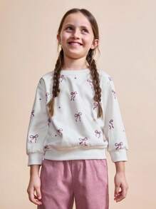 Maija Kids Maija Kids 女童蝴蝶结爱心图案圆领长袖卫衣，秋季款 - 彩色 - 查看 1