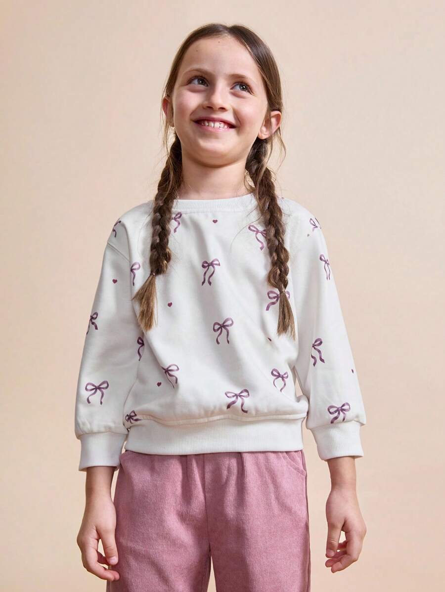 Maija Kids Maija Kids 女童蝴蝶结爱心图案圆领长袖卫衣,秋季款 - 彩色 - 查看 1