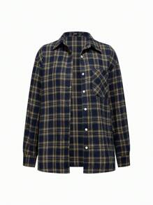 2件套孕妇格子长袖纽扣衬衫和吊带裙套装 - 彩色 - 查看 11
