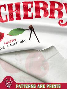 SHEIN EZwear 女士休闲简约樱桃图案露背短款上衣，适合夏季 - 彩色 - 查看 3