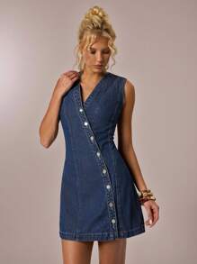 Avantive Vestido vaquero de mujer - Vestido vaquero oscuro - Azul lavado medio - Ver 1