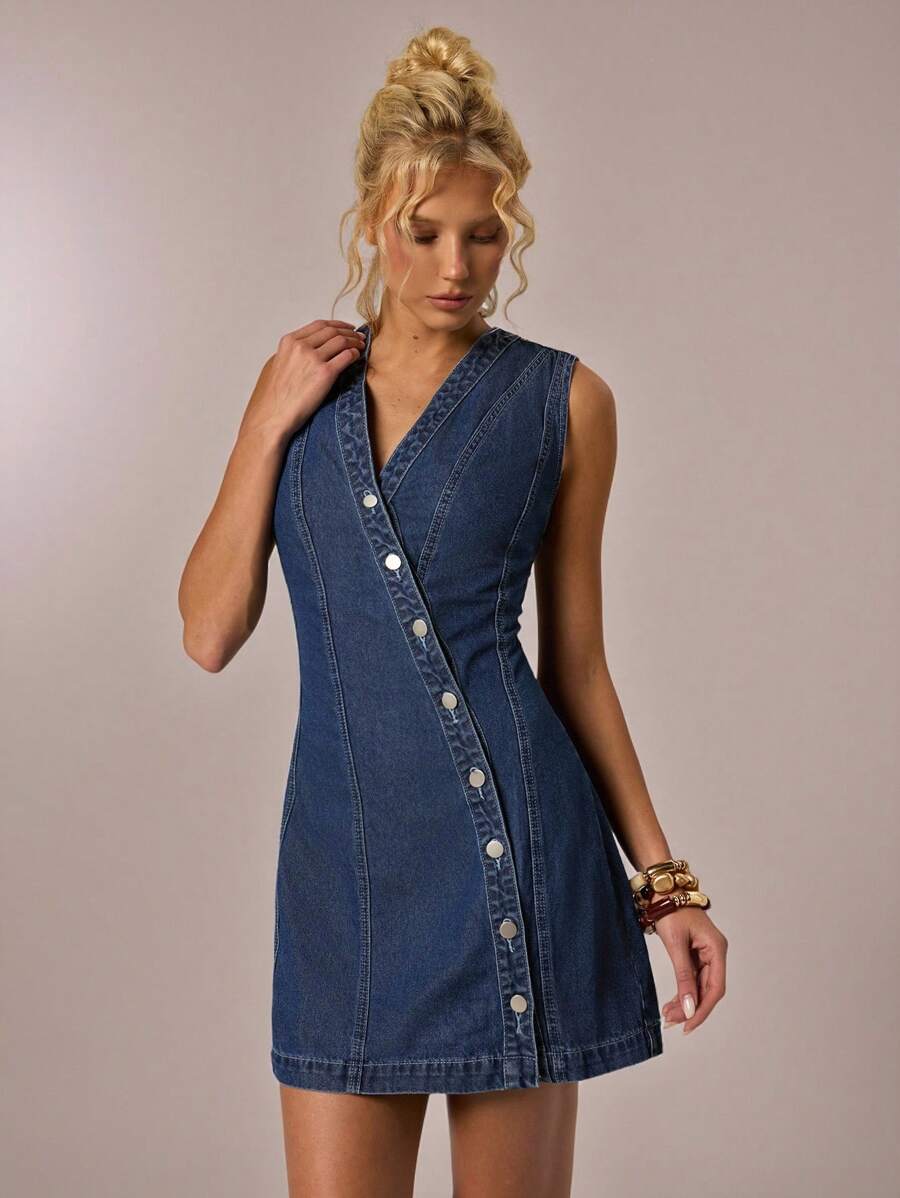 Avantive Vestido vaquero de mujer - Vestido vaquero oscuro - Azul lavado medio - Ver 1