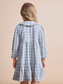 Maija Kids Maija Kids 女童格子领长袖连衣裙，秋季 - 彩色 - 查看 5