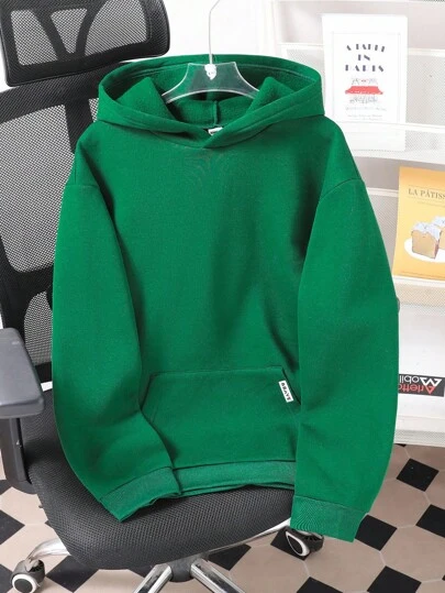 Teenager Boys' Casual Solid Color Lightweight Gray Hoodie Sweatshirt Chic Outfits For Autumn/Winter Fall