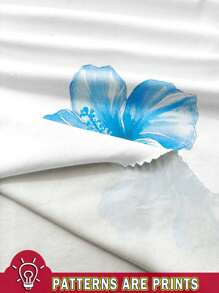 SHEIN EZwear 女士蓝色水彩花卉印花休闲吊带背心，适合音乐节、海滩度假、浪漫、夏季春假 - 彩色 - 查看 3