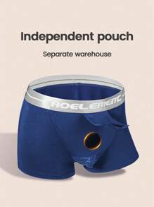 Set de 5 calzoncillos tipo bóxer para hombres con costuras invisibles y diseño de letras en colores contrastantes, cómodos y elásticos - Multicolor - Ver 4