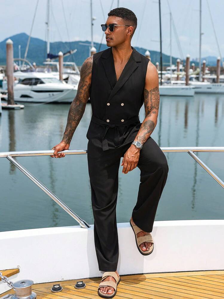Manfinity Homme Stylish Men's Cruise Wear Sleeveless Jumpsuit With