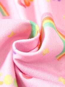 CoComelon X SHEIN 女宝宝甜美卡通图案针织圆领盖袖连衣裙 - 粉色 - 查看 4