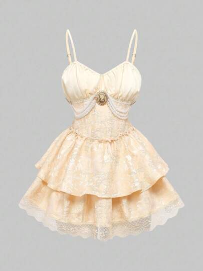 EDITION Vestido gasa elegante de capa media pantorrilla de color liso para mujer