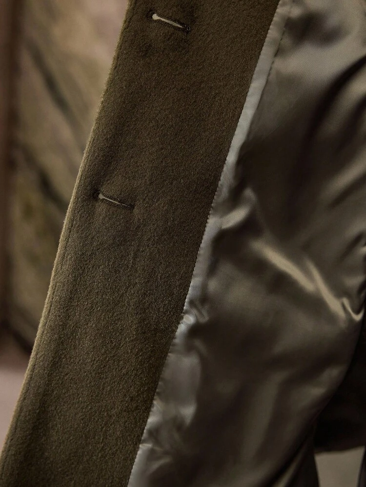 CONTRAST FAUX FUR BUTTON UP OVERCOAT
