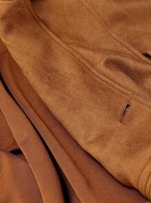 SHEIN MOD Women's Suede Short Trench Coat, Autumn Outerwear - Camel - View 6