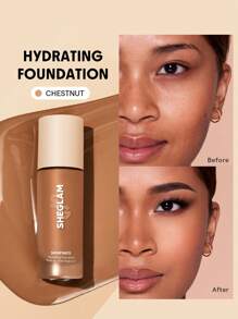 SHEGLAM Skinfinite Hydrating Foundation-Chestnut Flawless Dewy Foundation Hydrating Coverage Invisible Pore Concealer Pore-Less Non-Greasy Lightweight Natural Soft Liquid Foundation Brand Beauty Makeup Face Paint Cosmetic For Women Girls Perfect For Spring Summer Ideal For Y2K Fancy Fashion Suitable For Birthday Mother'S Day Gift Rave Party Ready Best Color - Chestnut - View 2