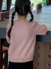 DAZY Young Girl Casual Versatile Bow Decor Sweater - Purple - View 5
