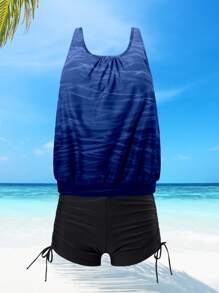 Swim Lushoire 新款女士坦基尼泳衣套装，海滩度假风格，修身又显身材