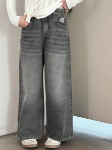 Dazy Kids 青少年女孩休闲牛仔裤 - 灰色 - 查看 1