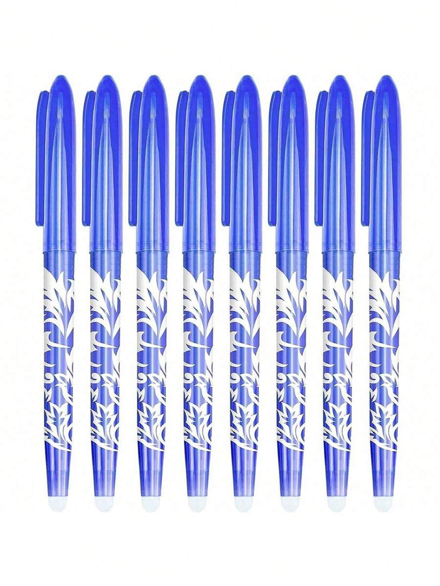 5/8/12 件套蓝色可擦笔（带橡皮擦）、摩擦笔（末端带橡皮擦）、可擦除凝胶笔、儿童和成人书写工具、开学季返校用品、男孩背包铅笔笔、圣诞装饰、客厅装饰 - 藍色 - 查看 1