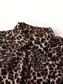 Solivie Women's Elegant Romantic Black & White Polka Dot Ruffle Trim Collar Flare Sleeve Long Sleeve Ruffle Cuff Button Front Blouse,Fall